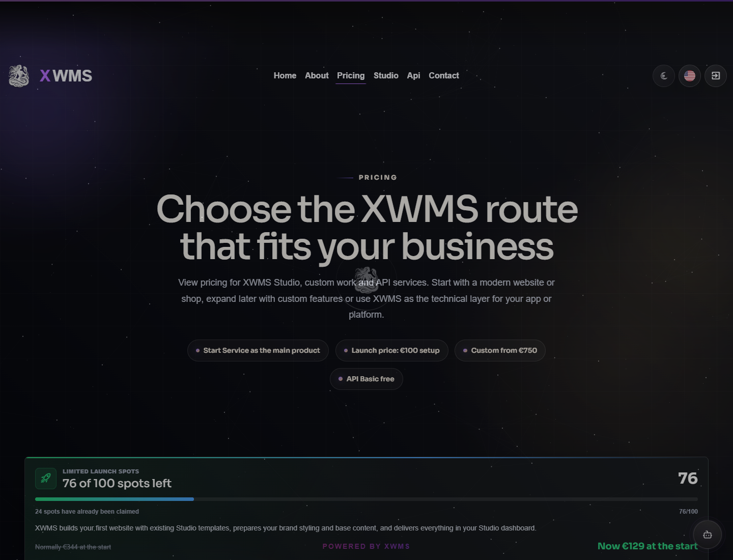 XWMS pricing page